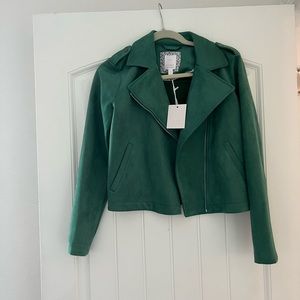Green biker jacket
